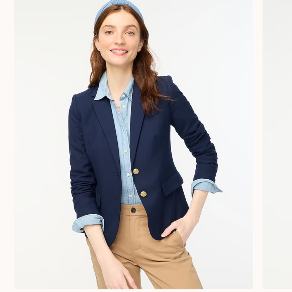 J. Crew Blue Blazer with Tailored Fit and Classic Lapel